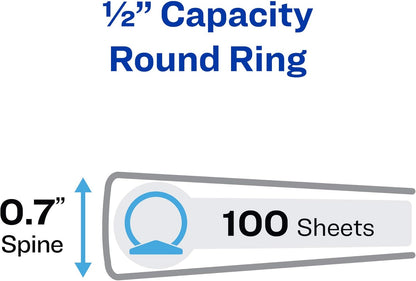 Avery Flexible View 3 Ring Binder, 1/2 Inch Round Rings, 1 Blue Binder (17670)