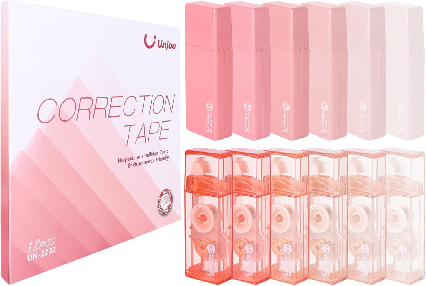 Unjoo White Correction Tape, Easy To Use Cute Applicator for Instant Corrections, For school, Office Workers (Gradient Purple, 5M/196" x 0.2",12pack)