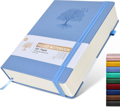 Lined Journal Notebook -365 Pages A5 Thick Journals for Writing Ruled Notebook, Hardcover Leather Journal for Women Men Daily Journal Notebook for Work, Note Taking, 100Gsm Lined Paper( 5.75'' X 8.38'' Green)