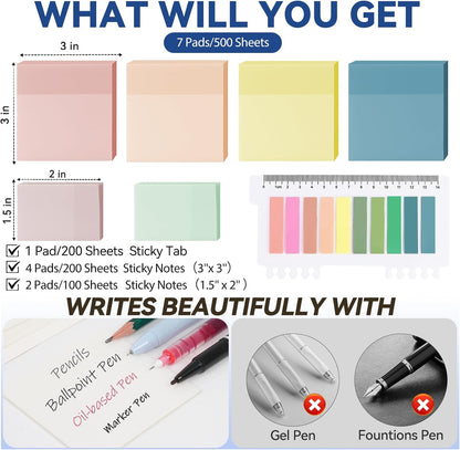 6 Pads Transparent Sticky Notes with Sticky Tabs, Tecolu 3x3 inch Clear Sticky Notes【Waterproof, 5X Adhesive Strength】, See-Through Translucent Sticky Notes for School Office Bible Study Supplies