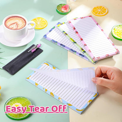 Thboxes 4 Pack Magnetic Note Pad for Fridge with Pen Holder, Totally 200 Sheets Grocery List Magnet Pad for Refrigerator Magnetic Shopping List Pad（Fruit Design）