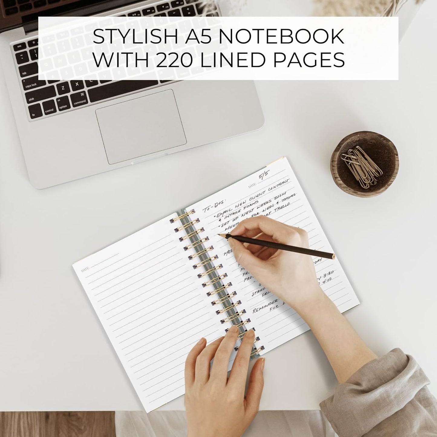 Aesthetic Thick Spiral Notebook Journal For Women in B5 Format - Modern Linen Hardcover College Ruled Note Book With 300 Lined Pages - Perfect For Writing And Staying Organized at Work or School