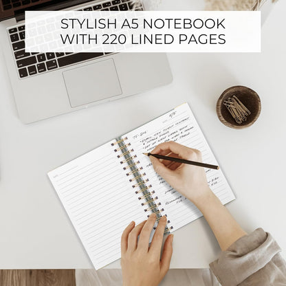 Aesthetic Thick Spiral Notebook Journal For Women in B5 Format - Modern Linen Hardcover College Ruled Note Book With 300 Lined Pages - Perfect For Writing And Staying Organized at Work or School
