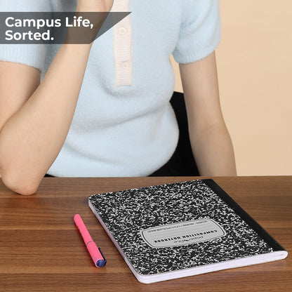 College Ruled Composition Notebook Black Marble | 100 Sheets | 9.75 x 7.5 Inches | Durable Sewn Binding for School & Office Use (12)