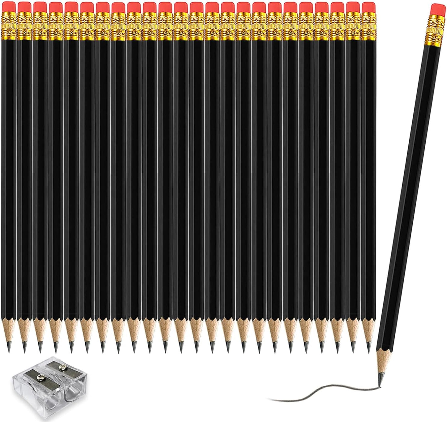 Adhere 25pcs Woodcase Pencils with Eraser Premium Pre-Sharpened Hexagon Graphite 2B pencils ideal for home, office writing including a Free Sharpener(Pink・25pcs)