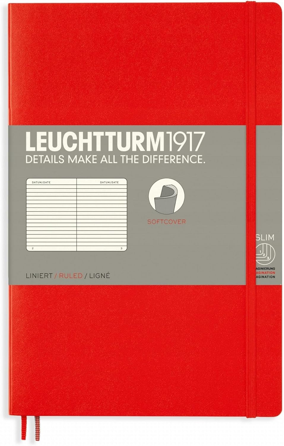 LEUCHTTURM1917 - Notebook Softcover Paperback B6+ - 123 Numbered Pages for Writing and Journaling (Ruled, Rising Sun)