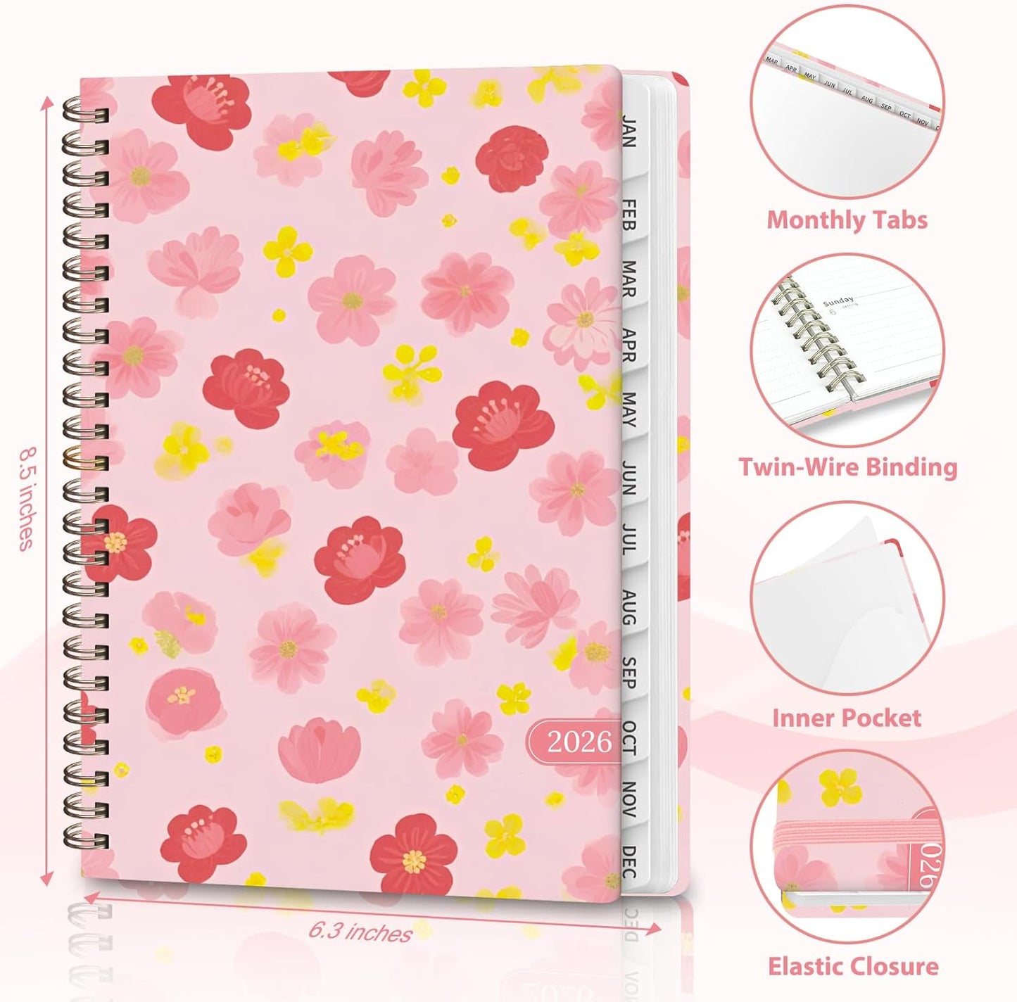 Planner 2026-2027, Weekly and Monthly Academic Year Calendar Planner, July 2026 - June 2027, Daily Agenda Book for Office School Supplies, A5(6.3'' x 8.5'')