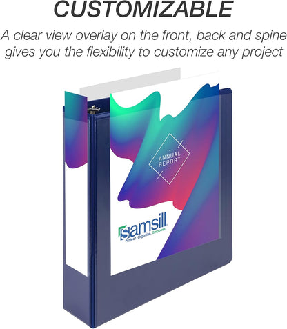 Samsill Durable 4 inch 3 Ring Binder, D Ring Binder, 100% Recycled Chipboard, Black, 2 Pack
