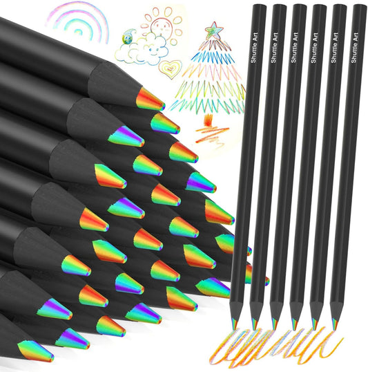 Shuttle Art 120 Pack Rainbow Pencils Bulk, 7 Colors in 1 Rainbow Colored Pencils, Pre-sharpened, Break-resistant Black Wooden Pencil for Kids and Adults Coloring, Drawing, Sketching, Doodling, Gifts