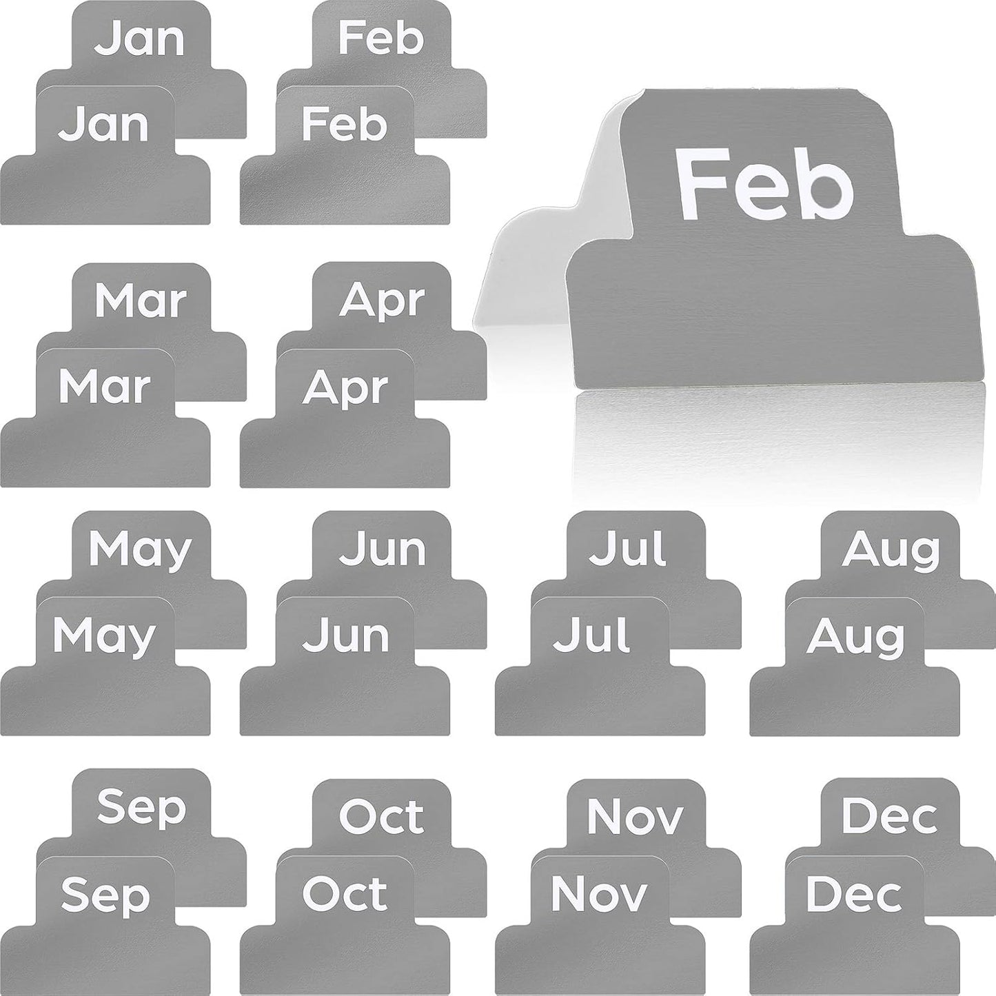 Outus 24 Pieces Monthly Adhesive Tabs for Planner - Designer Accessories Monthly Tabs Stickers Decorative for Office Planners Organizations Sturdy Notebook Planners Journal(Black)