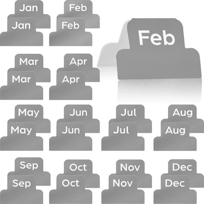 Outus 24 Pieces Monthly Adhesive Tabs for Planner - Designer Accessories Monthly Tabs Stickers Decorative for Office Planners Organizations Sturdy Notebook Planners Journal(Black)
