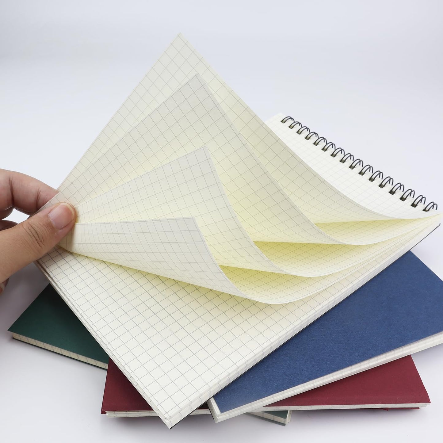 4 Pack Graph Paper Notebook, A5 Top Wirebound Grid Spiral Notebook 5.8" x 8.3",60 Sheets,5mm x 5mm Grid Paper,Grid Notepad for Students, Math, Engineering (Black)
