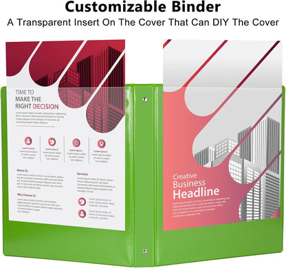 CIXILDTS 1-Inch Round Ring Binders, Standard 3 Ring Binder Fit Letter Size Paper, Presentation View Binders, 6 Packs, Assorted