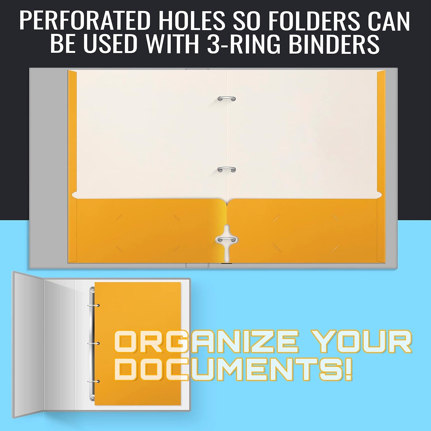 Better Office Products Two Pocket Portfolio Folders, 50-Pack, RED, Letter Size Paper Folders, 50 Pieces, Red