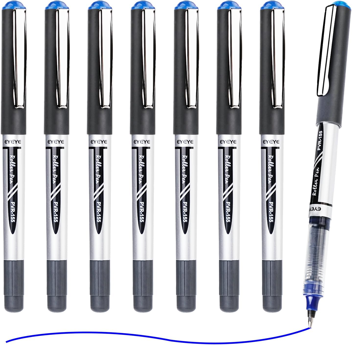 EYEYE 0.7mm Black Roller Ball Pens 25 Pack, Medium Point Rollerball Pen Quick Dry, Liquid Ink Pens Fine Point Smooth Writing Pens for Journaling, Note Taking, Office and School Supplies