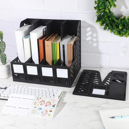 Glenmal 12 Pack Magazine Organizers Binder Organizer for Desk Plastic Vertical File Holder Magazine Racks Desk Accessories for Office, Home, or School (Black)