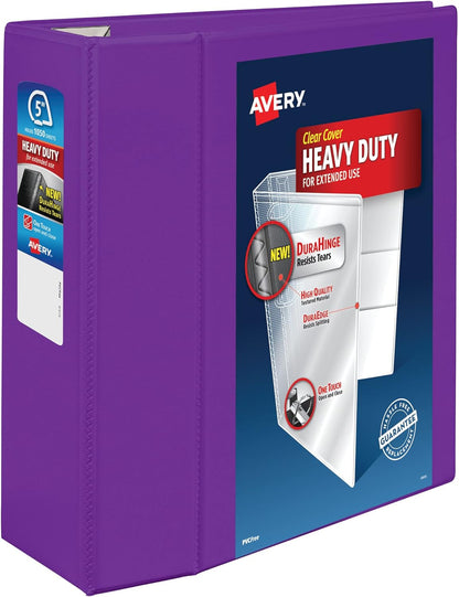Avery Heavy-Duty View 3 Ring Binder, 5 Inch One Touch EZD Rings, 2.3/4.8 Inch Spine, 1 Purple Binder (79816)