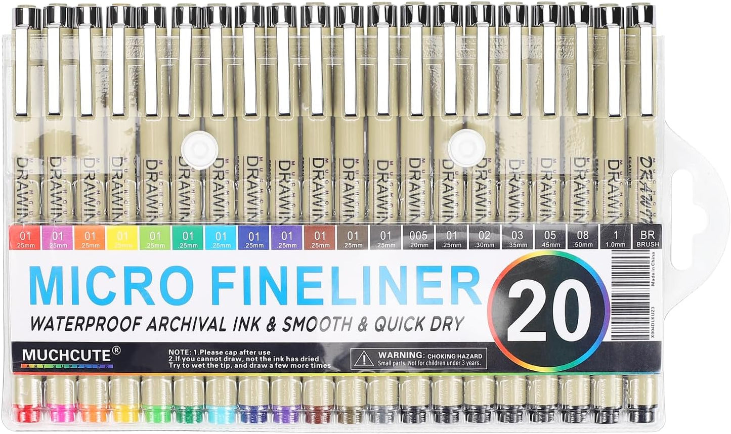 Muchcute Extra Fine Point Writing Pens:6 Black 0.25mm Ultra Thin Micron Pen 01 No Bleed Bible Journaling Study Supplies Annotation Smooth Waterproof Micro Line Tip Fineliner Gel Felt Ink Markers Stuff