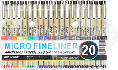 Muchcute Extra Fine Point Writing Pens:6 Black 0.25mm Ultra Thin Micron Pen 01 No Bleed Bible Journaling Study Supplies Annotation Smooth Waterproof Micro Line Tip Fineliner Gel Felt Ink Markers Stuff