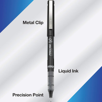 PILOT Precise V7 Stick Liquid Ink Rolling Ball Stick Pens, Fine Point (0.7mm) Black Ink, 4-Pack (26003)
