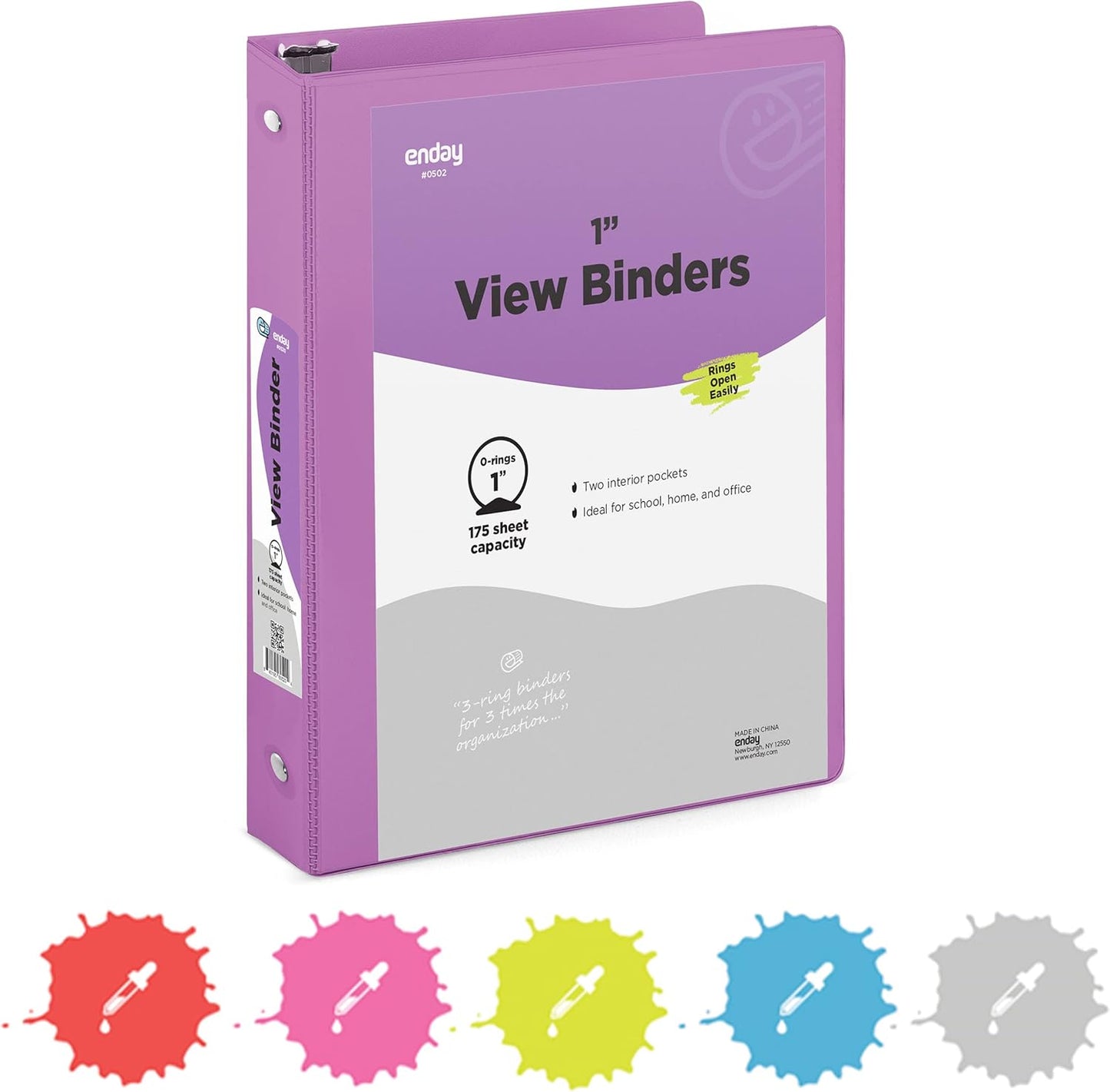 3 Inch Binder 3 Ring Binders Green, Slant D-Ring 3” Clear View Cover with 2 Inside Pockets, Heavy Duty Colored School Supplies Office and Home Binders – By Enday