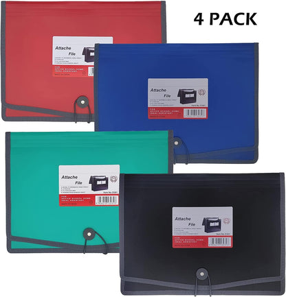 Expanding File Folder Document Organizer with Elastic Cord & Button Closure, Letter Size, 3.5" Expansion, Letter A4 Expandable File Folder for Home School Office Organization, 3 Pack