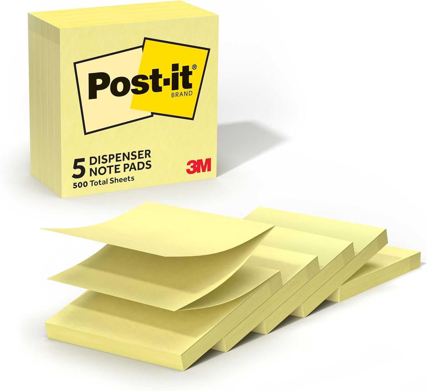 Post-it Pop-up Notes, 5 Sticky Note Pads, 3 x 3 in., School Supplies, Office Products, Accordion Sticky Notes Work with Pop-Up Note Dispenser, Canary Yellow