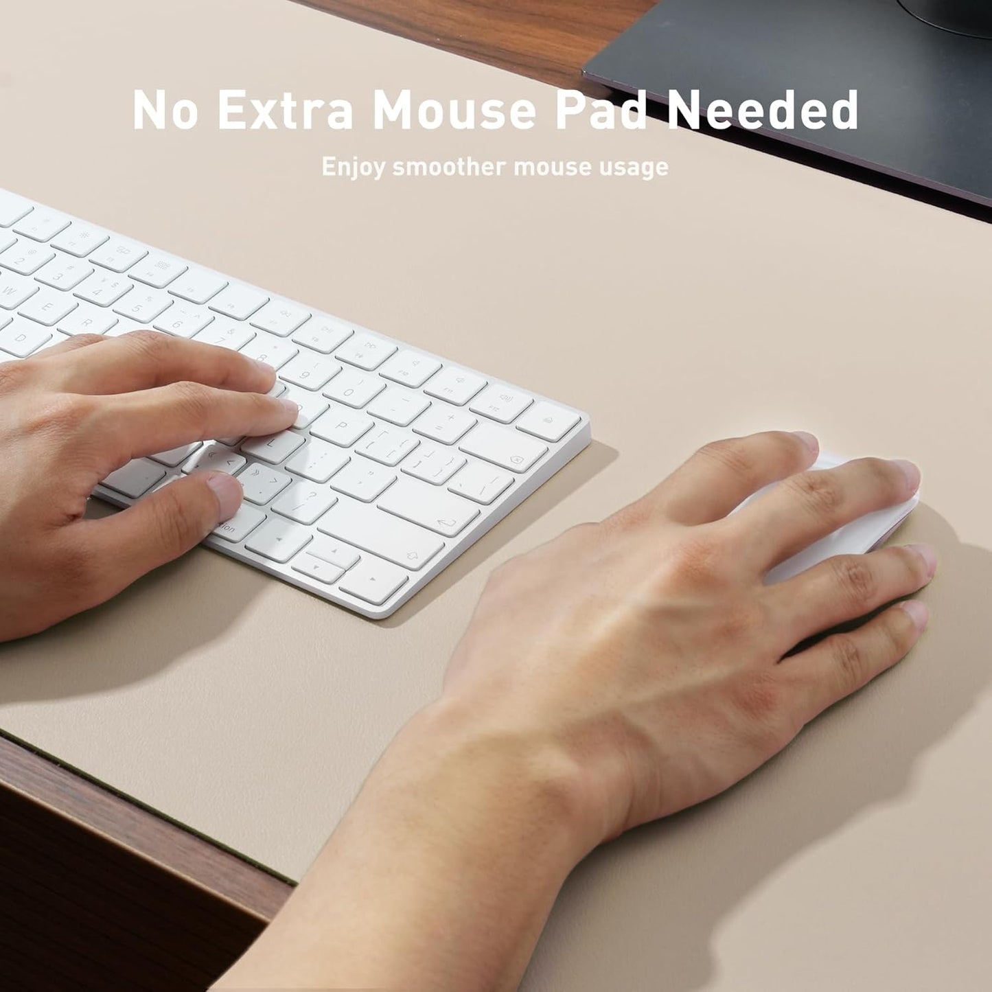 Aothia Leather Office Desk Pad Protector, Non-Slip PU Leather Desk Blotter, Waterproof Laptop Writing Mouse Pad for Office and Home, Black, 31.5" x 15.7" - Colors B