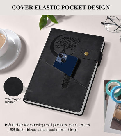 PAIBAS A5 Leather Journal Notebook, 365 Pages Thick Hardcover Lined Journal for Men & Women, Medium 5.9" x 8.4" College Ruled Notebooks for Work, School, Travel, Business,Note Taking,Writing Diary