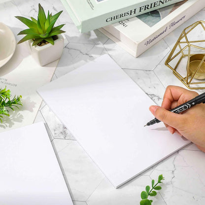 Whaline 5.5 x 8.5 Inch Blank Notepads 2 Pack White Scratch Pads 50 Sheets Each Pad Large Memo Pads with Cardboard Backing for Back to School Classroom Home Office Supplies
