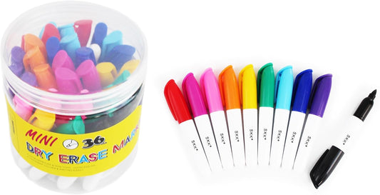 SKKSTATIONERY 36 Pcs Mini Dry Erase Markers, Whiteboard Markers, Marker Pens 3.5'', Black.