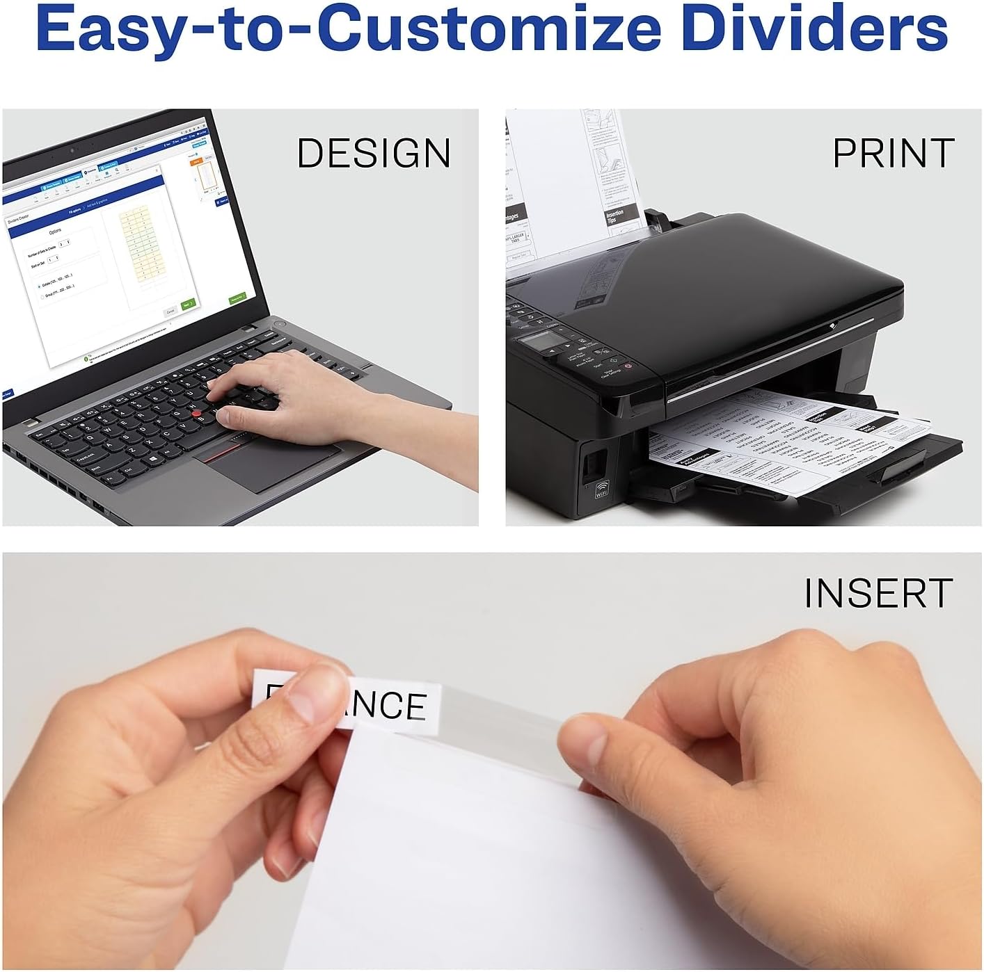 Insertable Big Tab Dividers, 8-Tab, 11.13 x 9.25, White, Clear Tabs, 1 Set