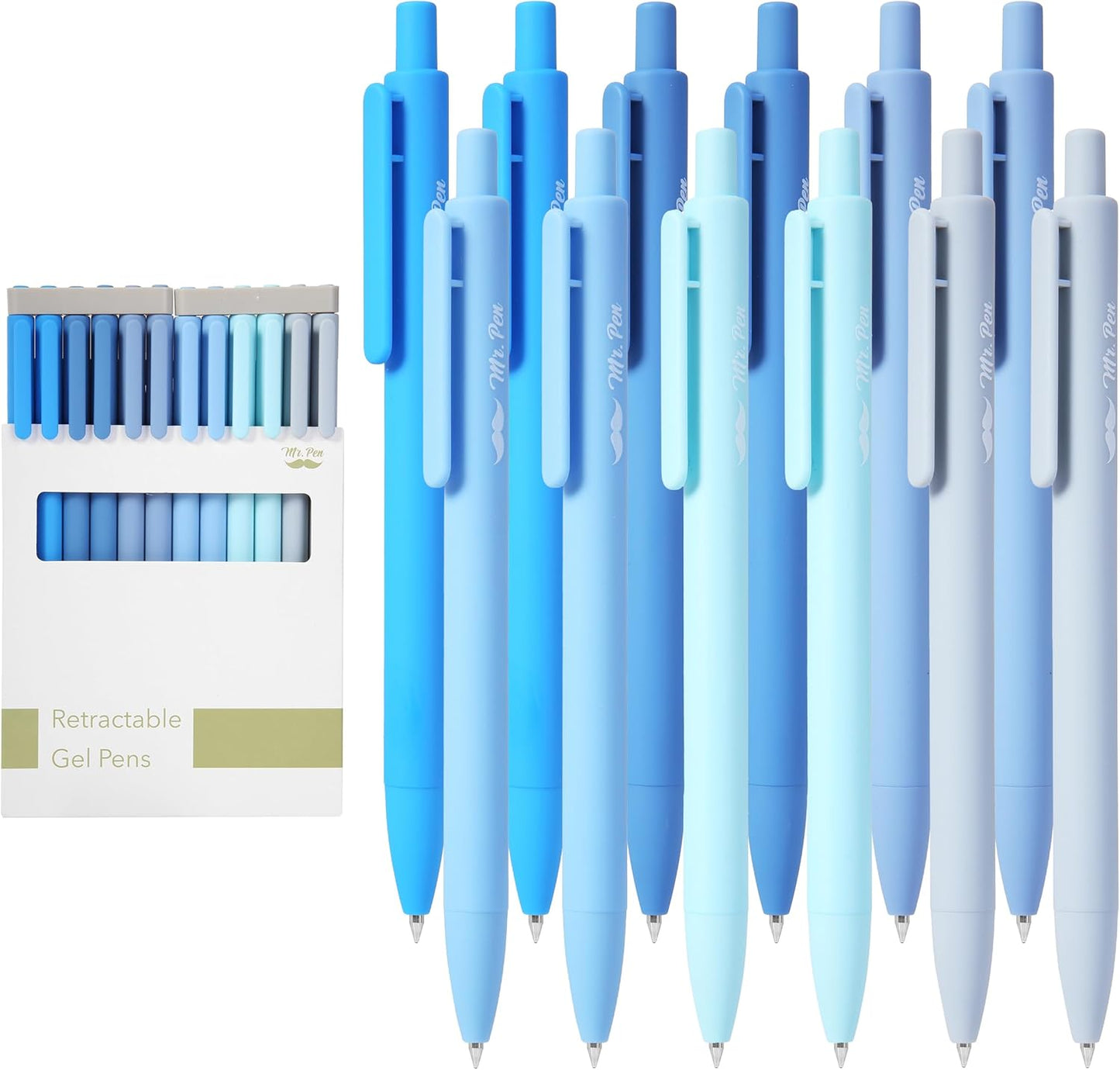 Mr. Pen- Retractable Gel Pens, 12 Pack, Colorful Ink, Fine Point 0.7mm, Fast Dry, Smooth Writing, Cute Pens for Drawing, Writing Planner and School Supplies