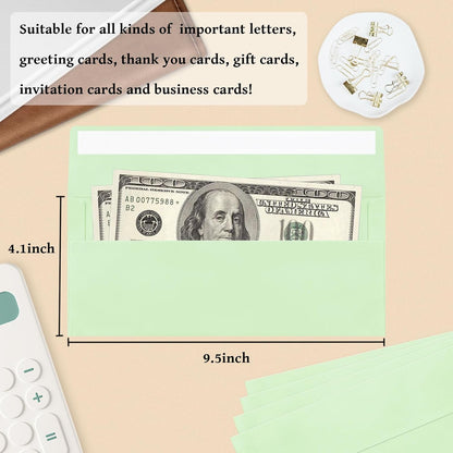 50 Pack #10 Business Envelopes, Sage Green Standard Envelopes Self Seal, Letter Size Mailing Envelopes for Checks Letters Invoices Statements Birthday Graduation Wedding, 4 1/8 x 9 1/2 Inch