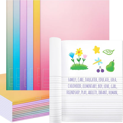 Henoyso 12 Pcs Primary Composition Notebook K-2 Primary Journal, Notebook for Kids Supplies, Bulk Blank Writing Book for Kid to Write Draw Journal 60 Page (9.8″ X 7.5″,Light Color)