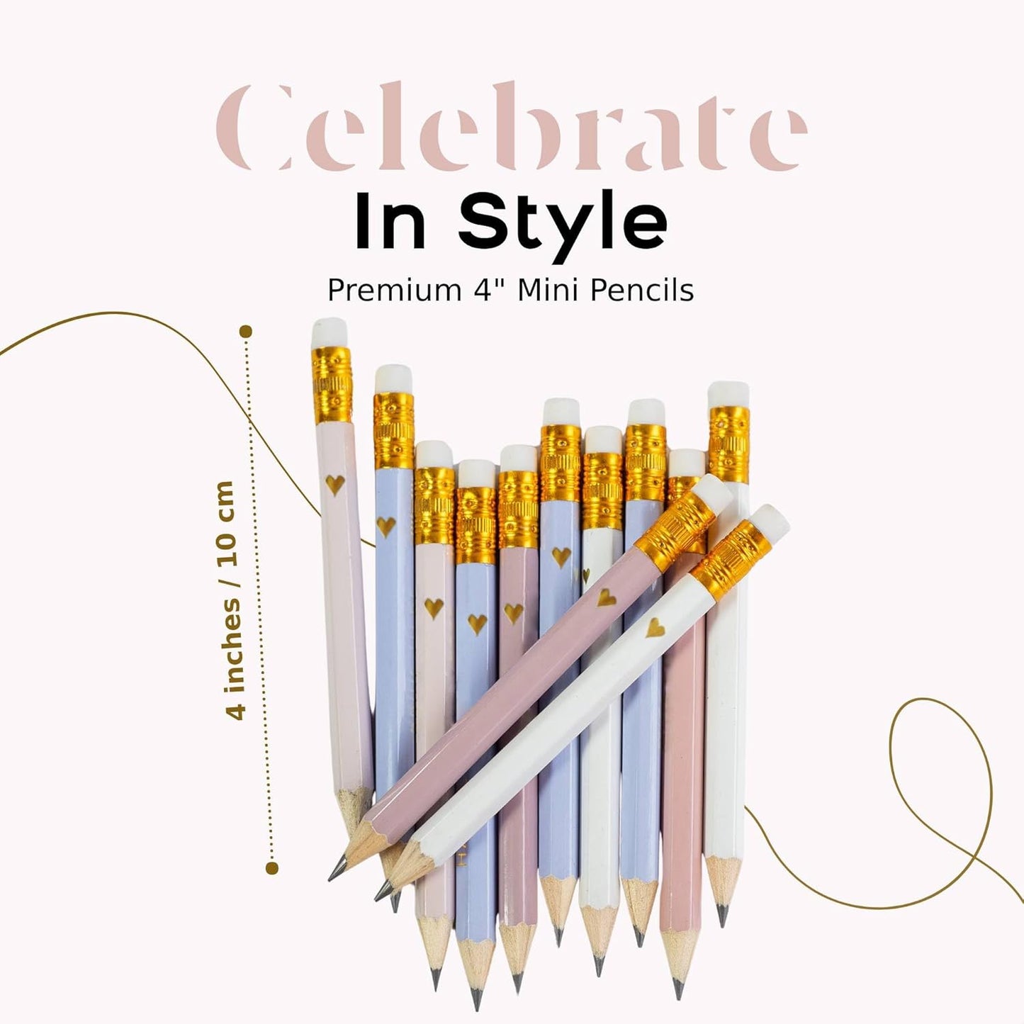 Markt Mini Pencils For Baby Shower Games Boy, Heart Pencils, Small Blue Pencil Set (Wood Pencil Set)