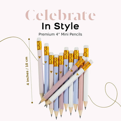 Markt Mini Pencils For Baby Shower Games Boy, Heart Pencils, Small Blue Pencil Set (Wood Pencil Set)
