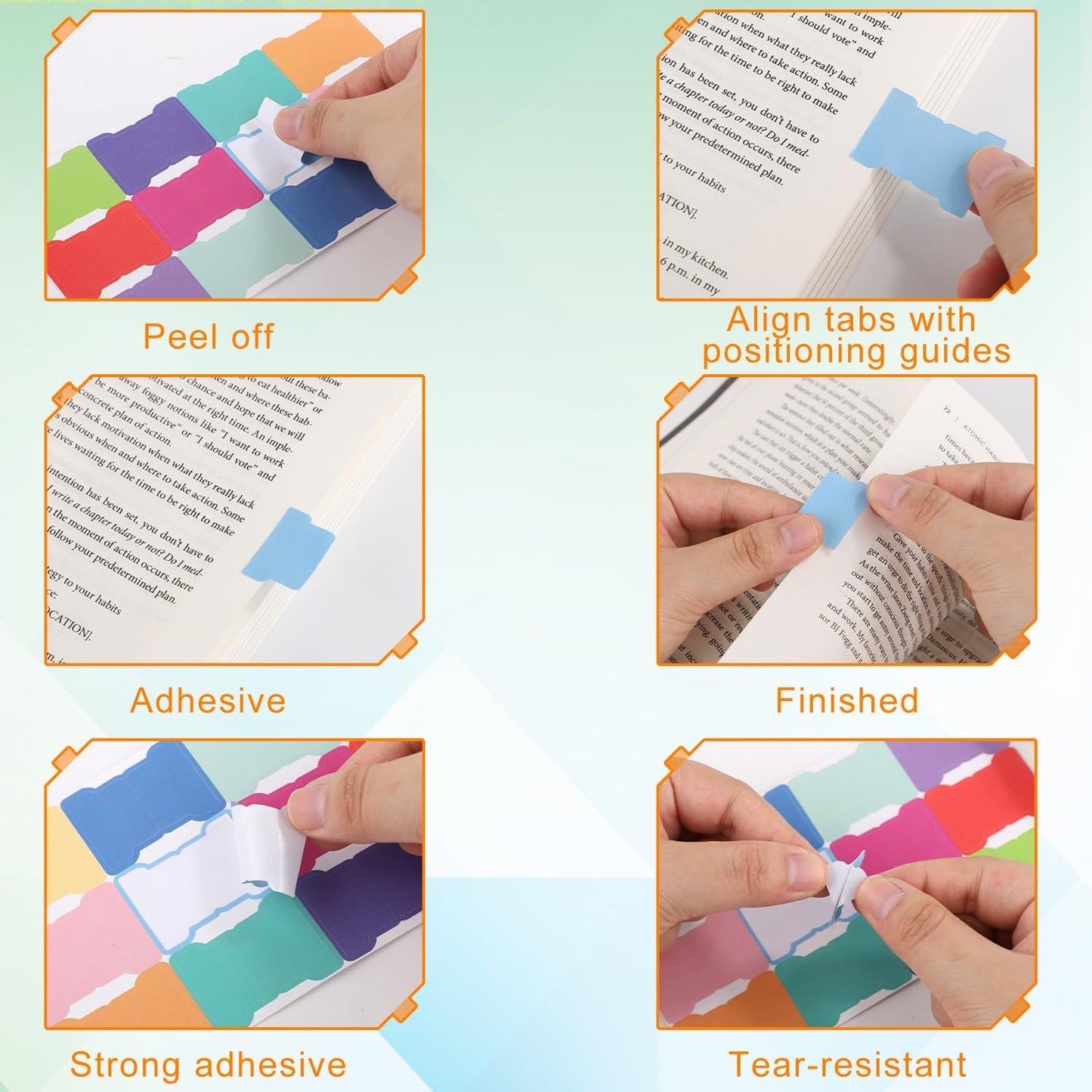 20 Sheets/240 Pieces Sticky Index Tabs, Double Sided Book Page Markers Tabs Blank Monthly Tabs Writable Sticky Notes Flags Self Adhesive Planner Stickers for Labeling (Rainbow Blank)