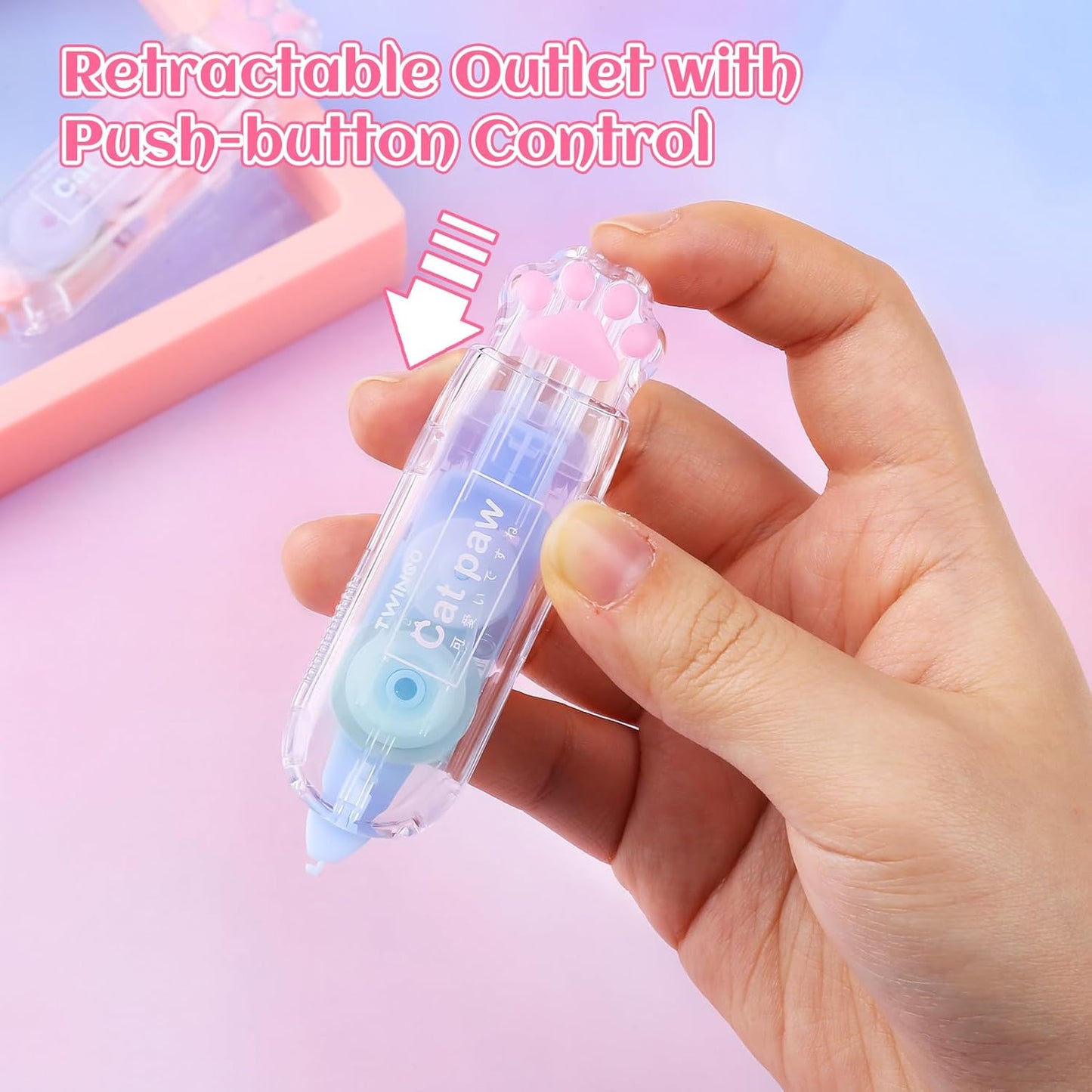 3 Pack White Out Correction Tape, Cute Mini Correction Tape, Kawaii Cat Paw White Out Tape for Cat Lovers Students and School Office Supplies