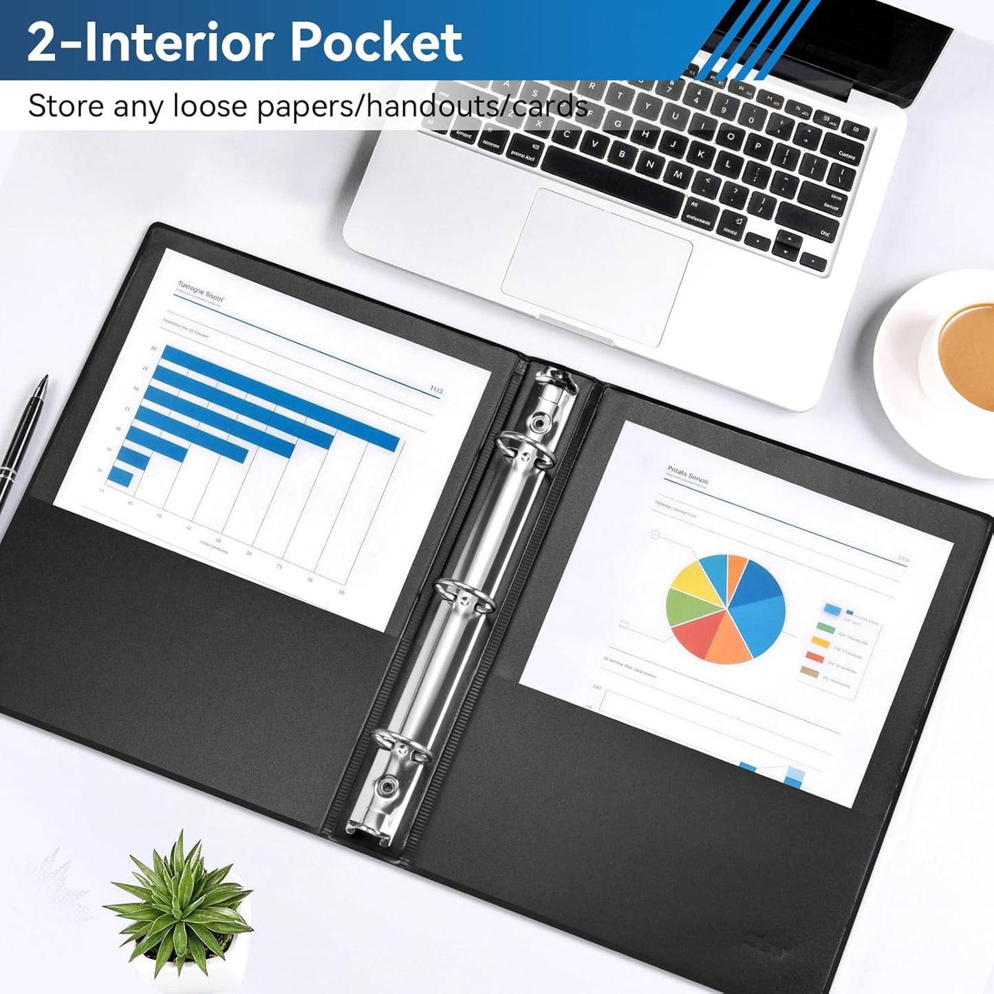 SUIN Mini 3 Ring Binder A5 Size 5.5"x8.5", 1" Round Ring 200 Sheet Capacity, Bulk 6 Pack White Binders for School Office