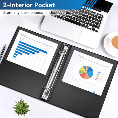 SUIN Mini 3 Ring Binder A5 Size 5.5"x8.5", 1" Round Ring 200 Sheet Capacity, Bulk 6 Pack White Binders for School Office
