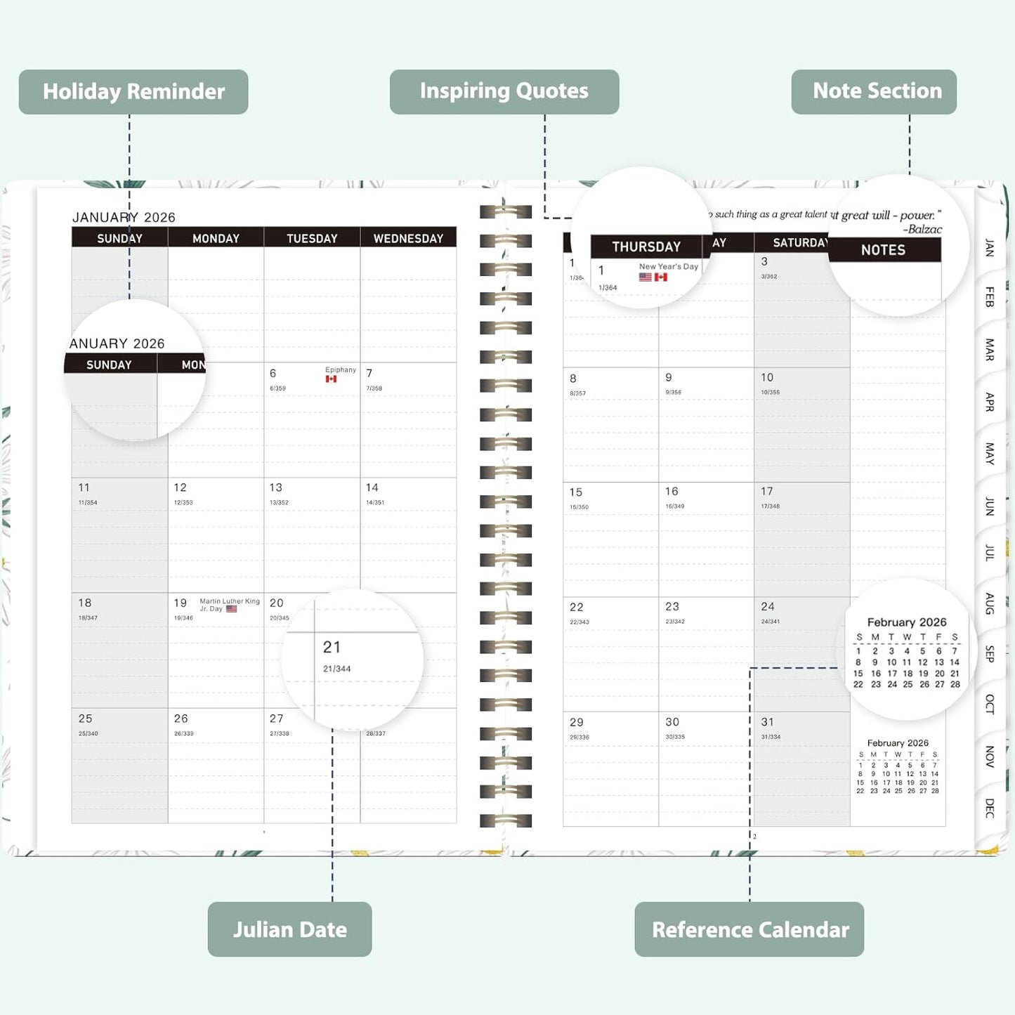 Planner 2026-2027, Weekly and Monthly Academic Year Calendar Planner, July 2026 - June 2027, Daily Agenda Book for Office School Supplies, A5(6.3'' x 8.5'')