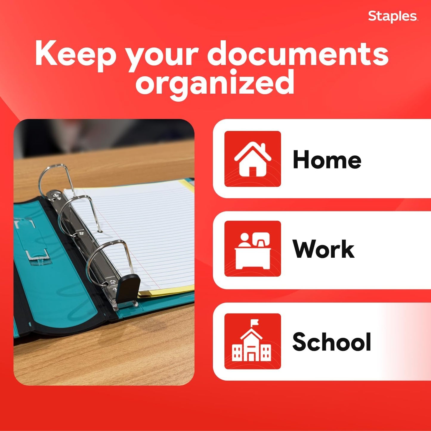 Staples Better Binder 2-Inch D-Ring View Binder, Reinforced Spine, Holds Up to 540 Sheets, Teal, for Office & School
