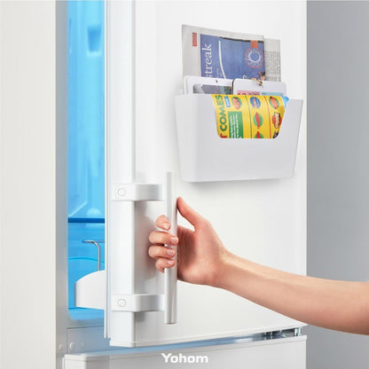 YOHOM No Drilling File Holder Wall Mails Magazines Organizer Adhesive Door Mount, Single Pocket(WHITE, 1 PCS)