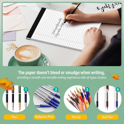 Nichela 5" x 8" Note Pads 12 Pack of Legal Pads 30 Sheets Notepad College Ruled Small Writing Pads Perforated Pages Paper Pads 80GSM Heavyweight Paper Note Pads for Home, Office, or School
