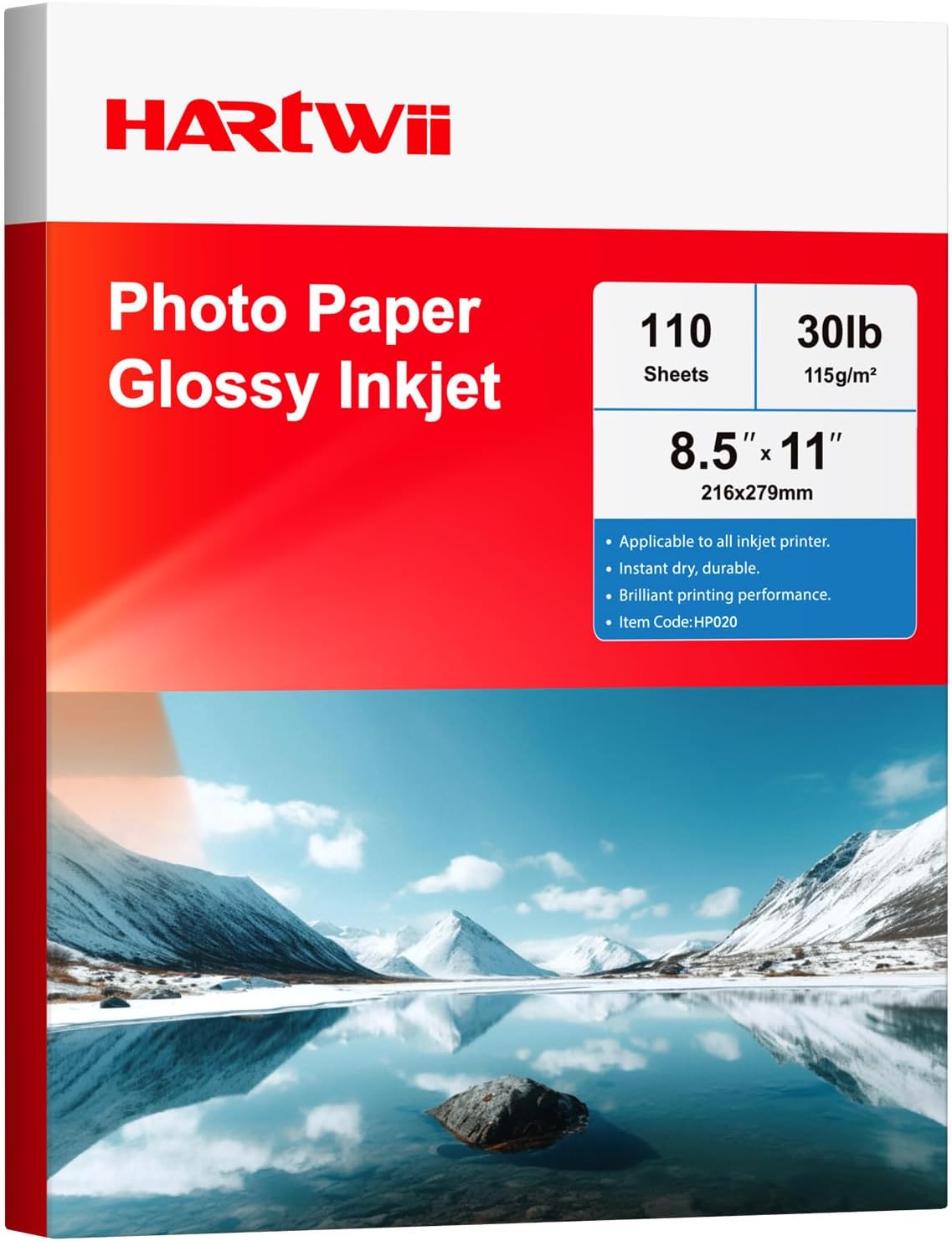220 Sheets Photo Paper Glossy Inkjet 8.5x11 44lb 160Gsm A4 Letter Size Suitable for All Dye Ink Printers for Calendar Menu Brochure Paper Flyers Paper, Cards