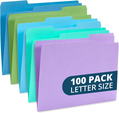 File Folder, 1/3 Cut Tab, Letter Size, Yellow, Great for Organizing and Easy File Storage, 100 Per Box