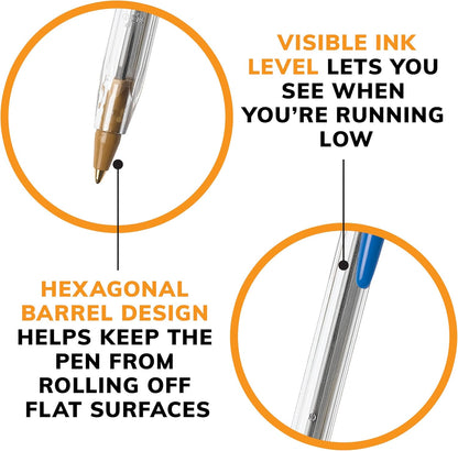 BIC Cristal Xtra Smooth Black Ballpoint Pens, Medium Point (1.0mm), 12-Count Pack, Extra Smooth and Reliable Ballpoint Pens