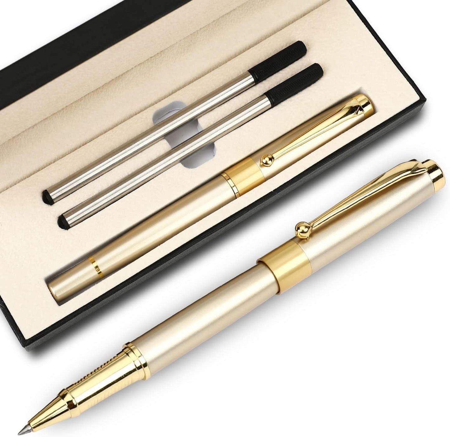 YIVONKA Ballpoint Pen Black Refill,Luxury Ballpoint Line width 0.5mm,Best Ball Pen Gift Set for Men & Women Professional Executive,Office,Nice BallPens Classy Gift Box (Black)