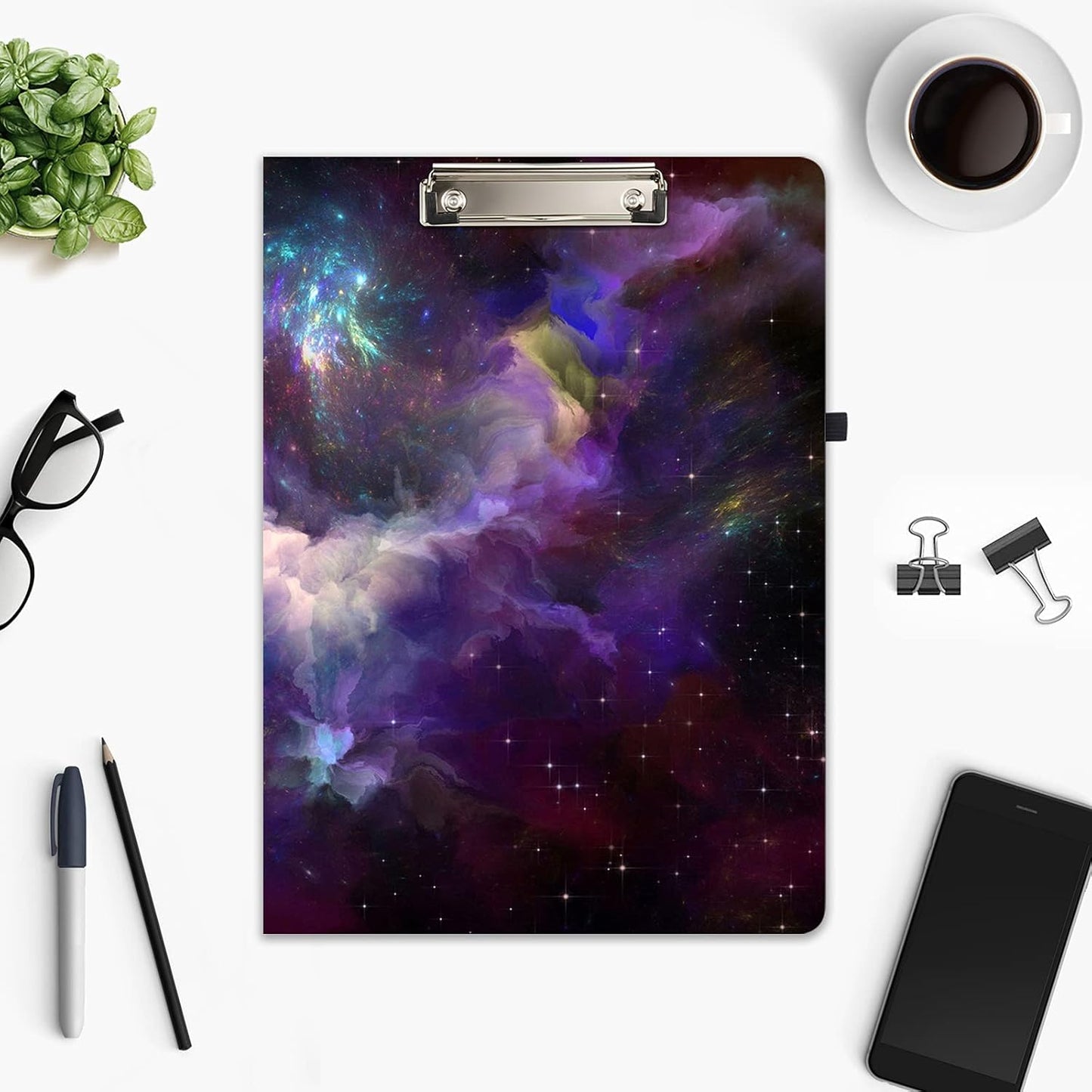 Hongri Clipboard Folio with Refillable Lined Notepad and Interior Storage Pocket for Students, Classroom, Office, Women, Man, Cute Custom Pattern, Size 12.8 x 9.2 in, Classic Flower